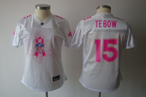 Broncos #15 Tim Tebow White 2011 Breast Cancer Awareness Stitched NFL Jersey